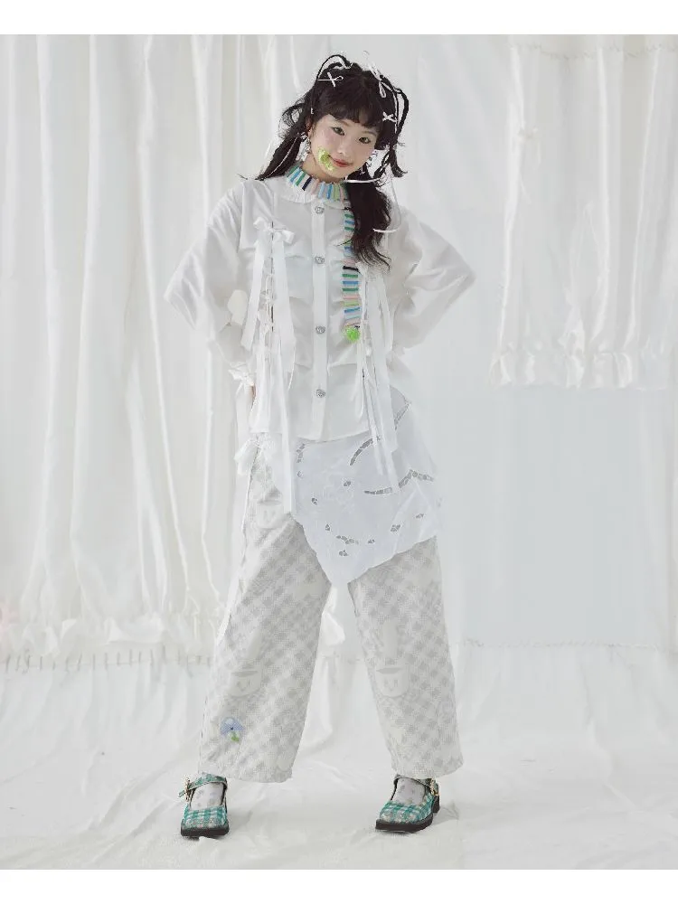 Grey Apron-Inspired Straight Casual Pants