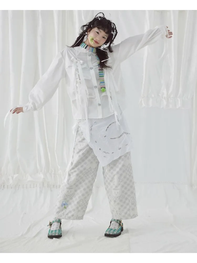 Grey Apron-Inspired Straight Casual Pants