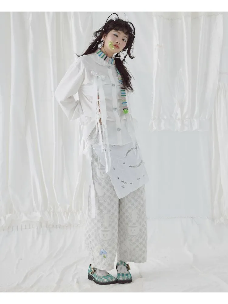 Grey Apron-Inspired Straight Casual Pants
