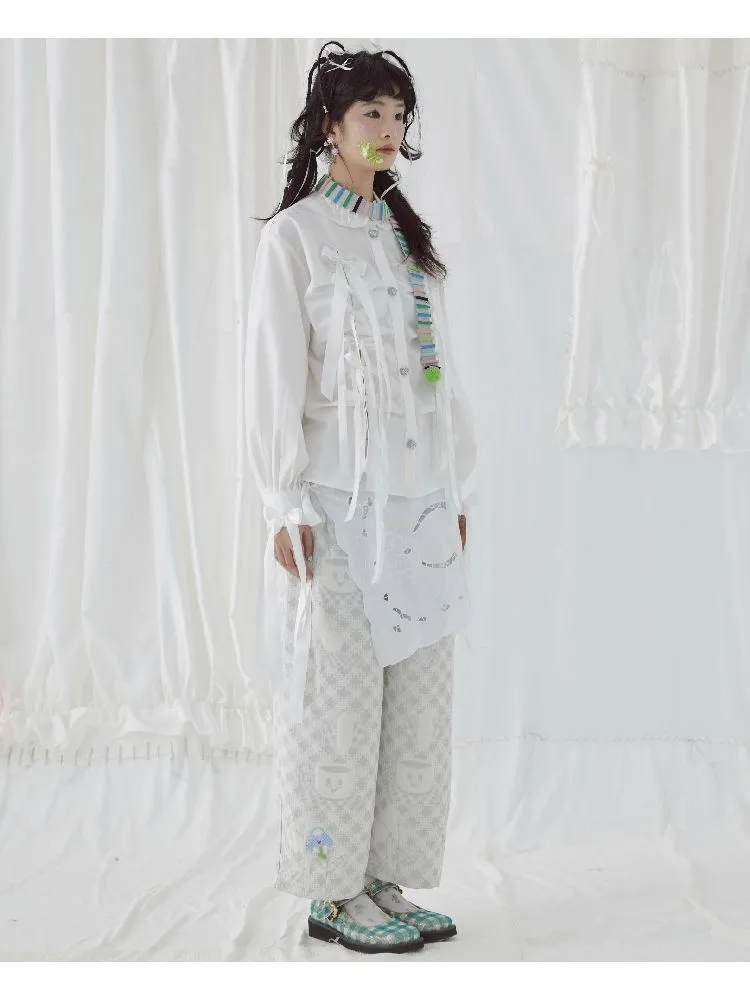 Grey Apron-Inspired Straight Casual Pants