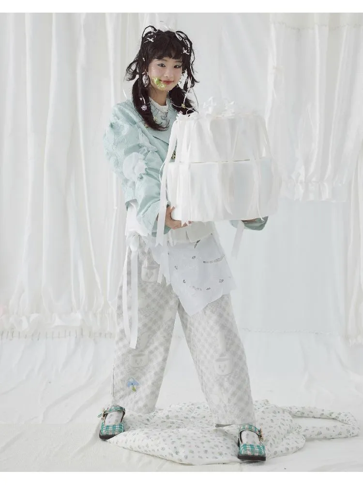 Grey Apron-Inspired Straight Casual Pants
