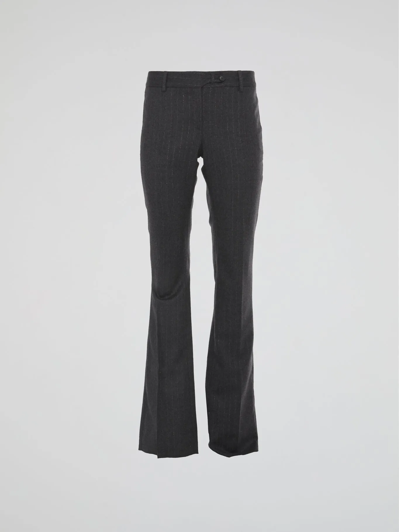 Grey Pinstripe Flared Pants