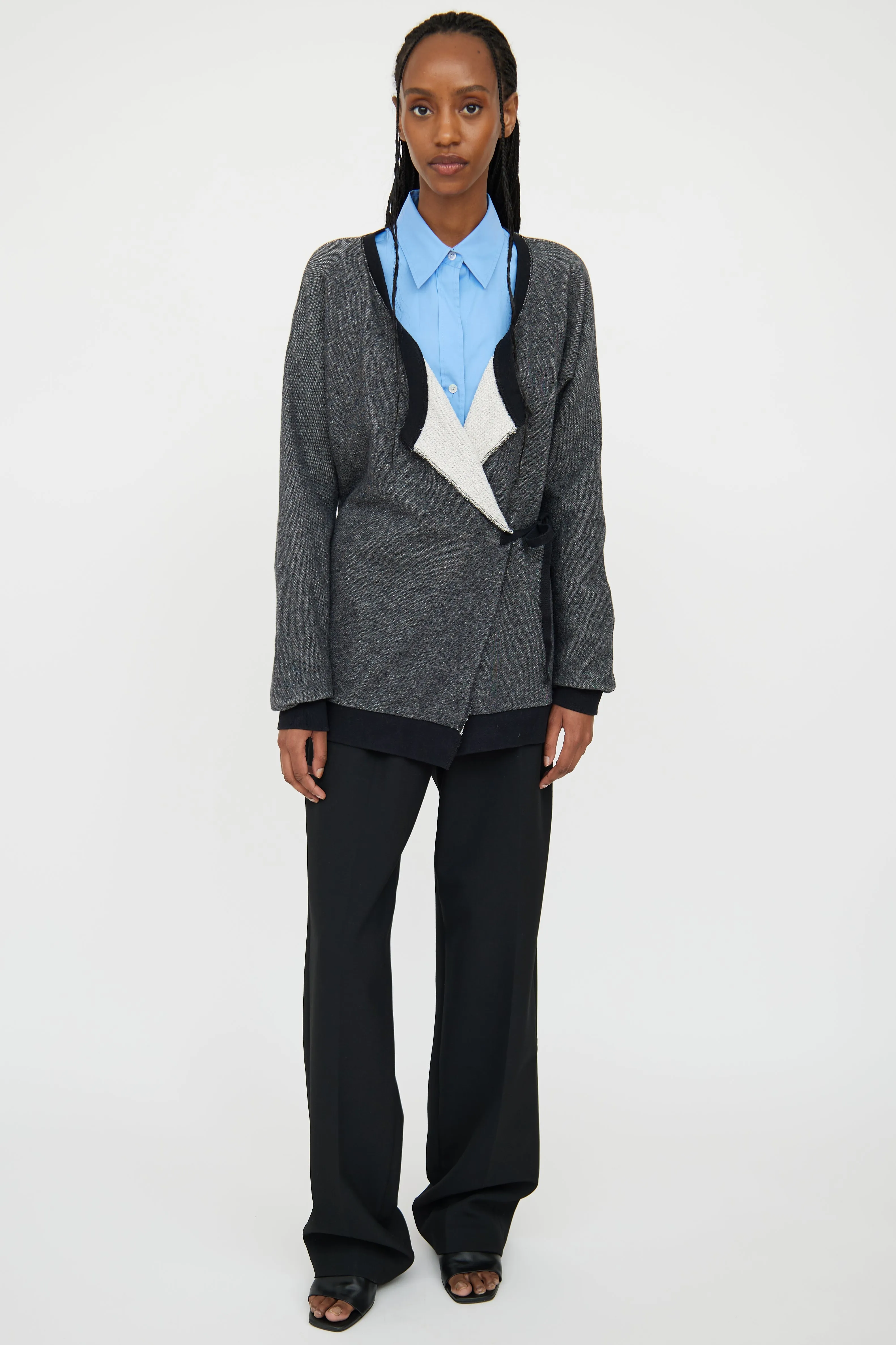 Grey Wrap Sweater Cardigan