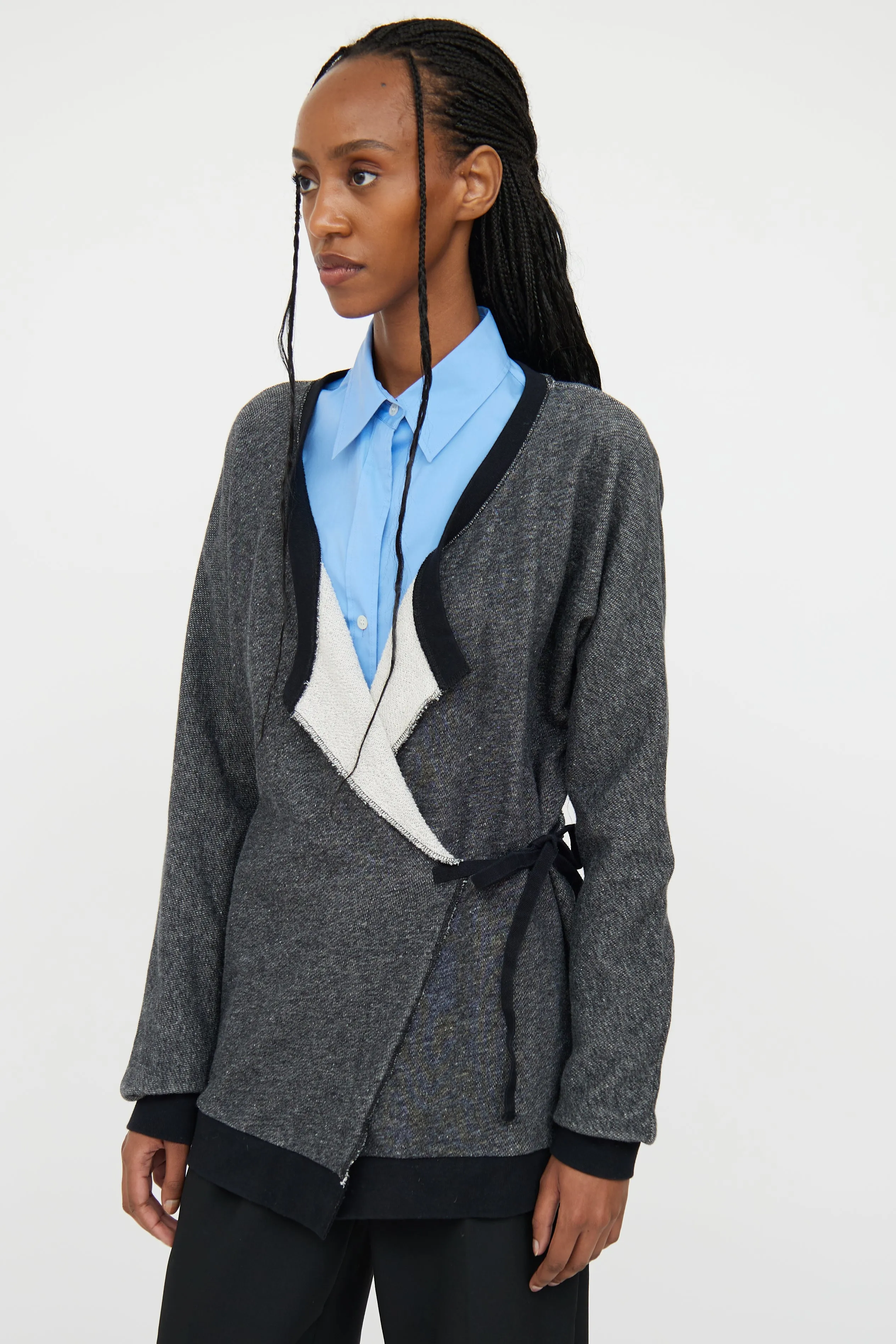 Grey Wrap Sweater Cardigan