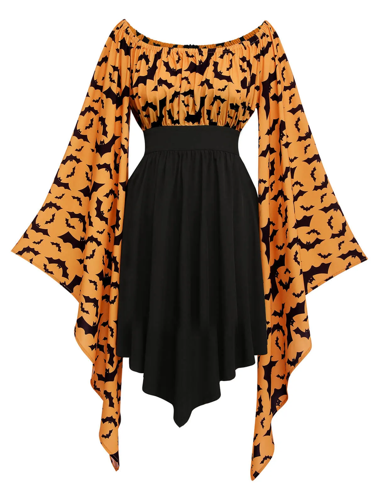 Halloween Gothic Bat Empire Waist Dress