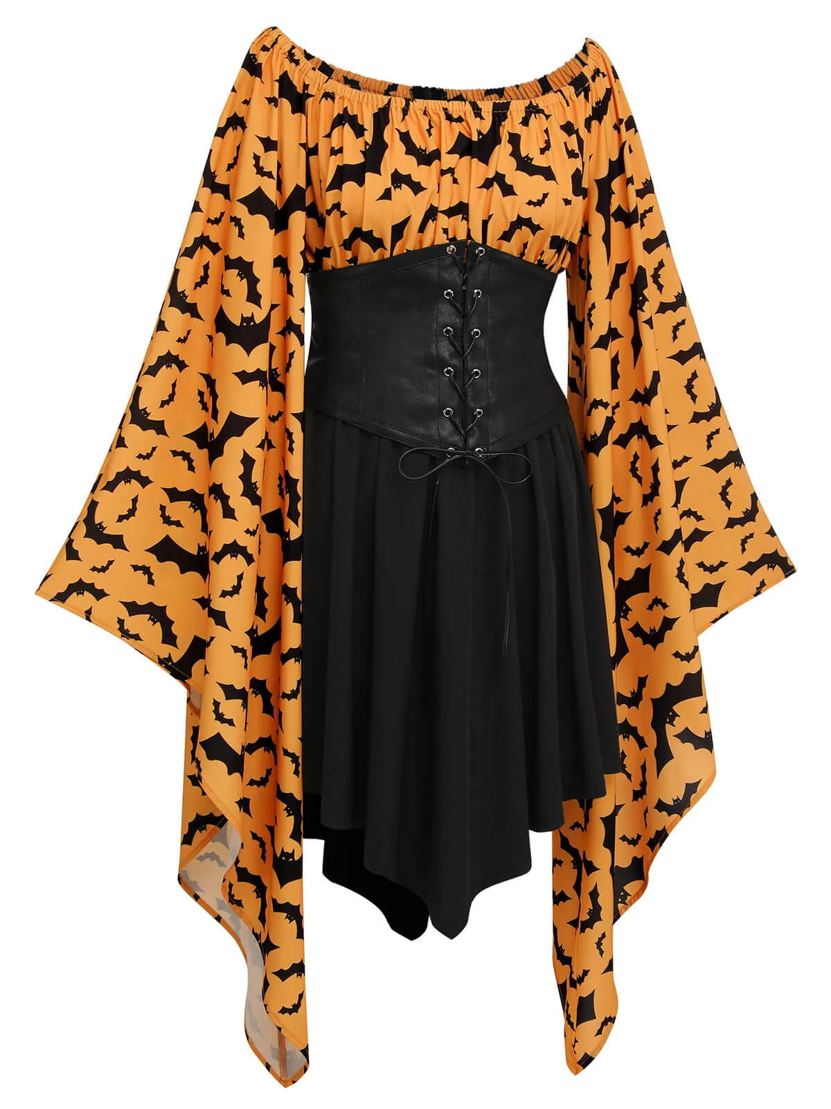 Halloween Gothic Bat Empire Waist Dress