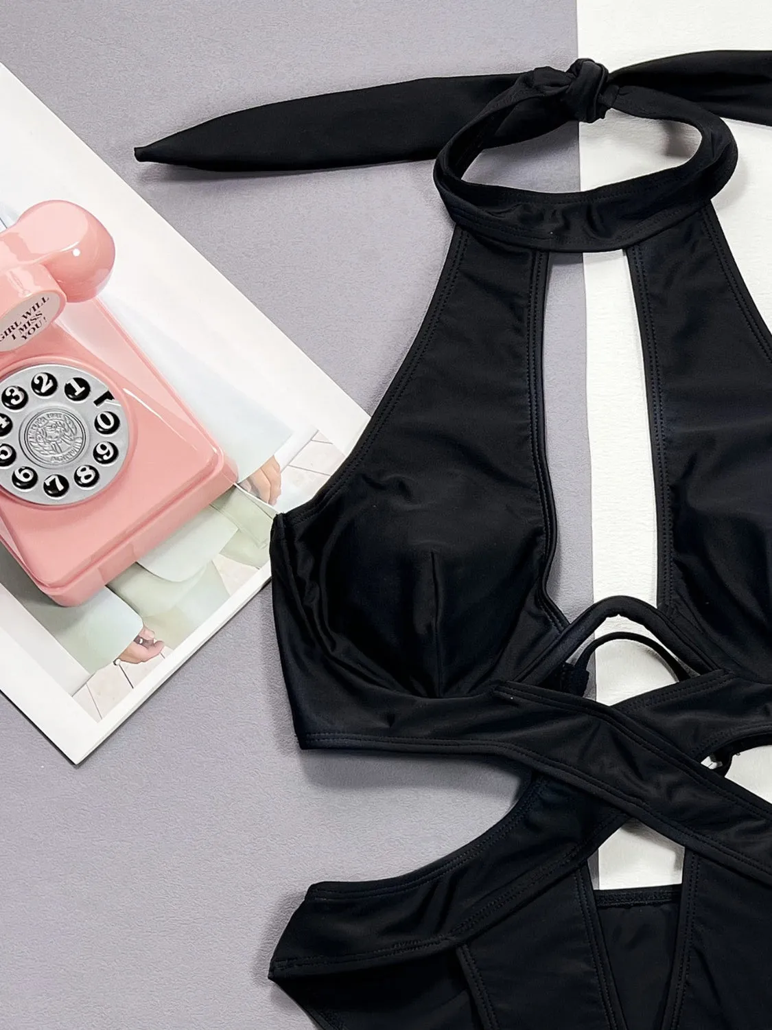 Halter Neck One-Piece Swimwear
