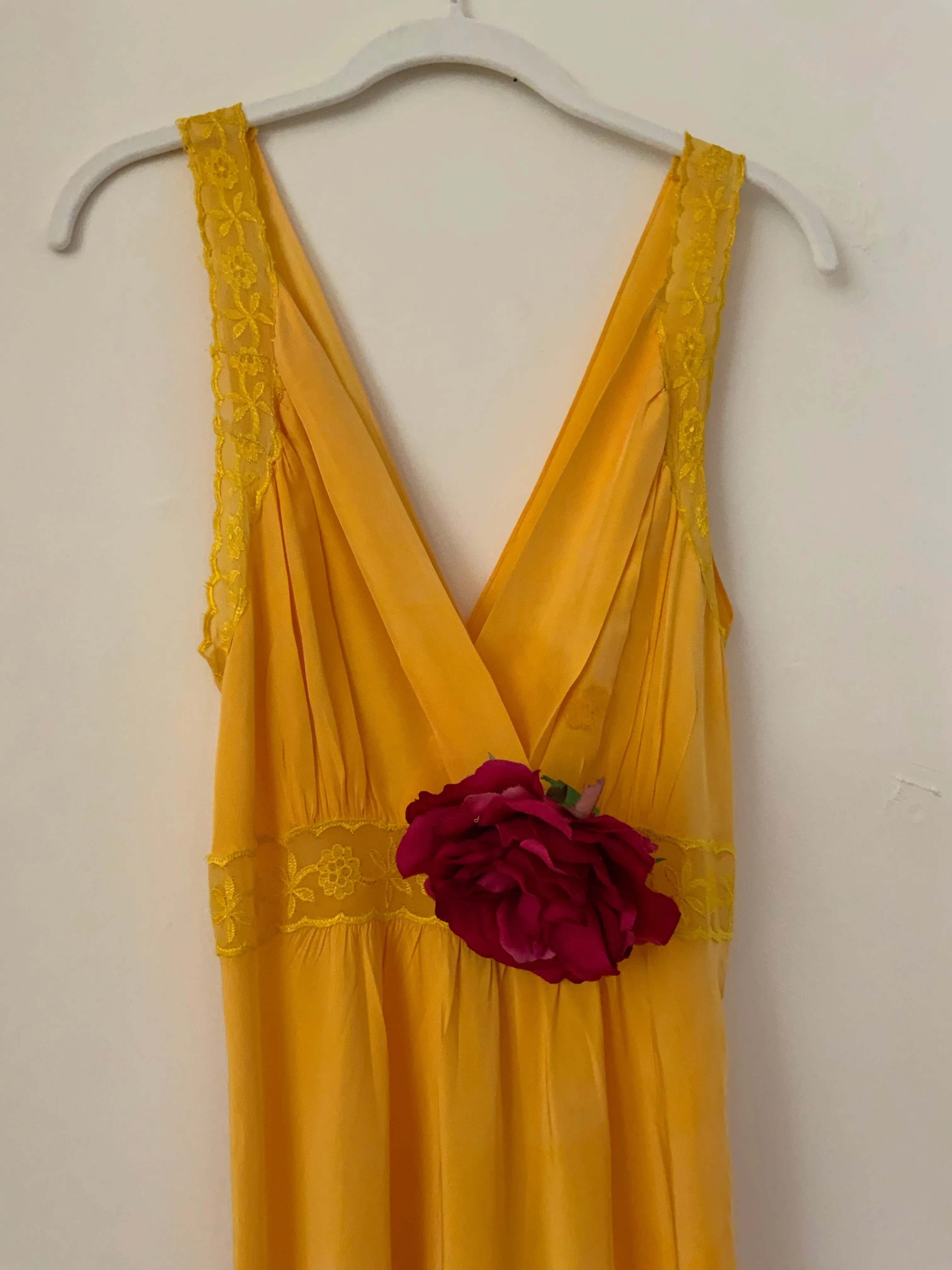 Hand Dyed Yellow Nightgown / Slip Dress - 50s