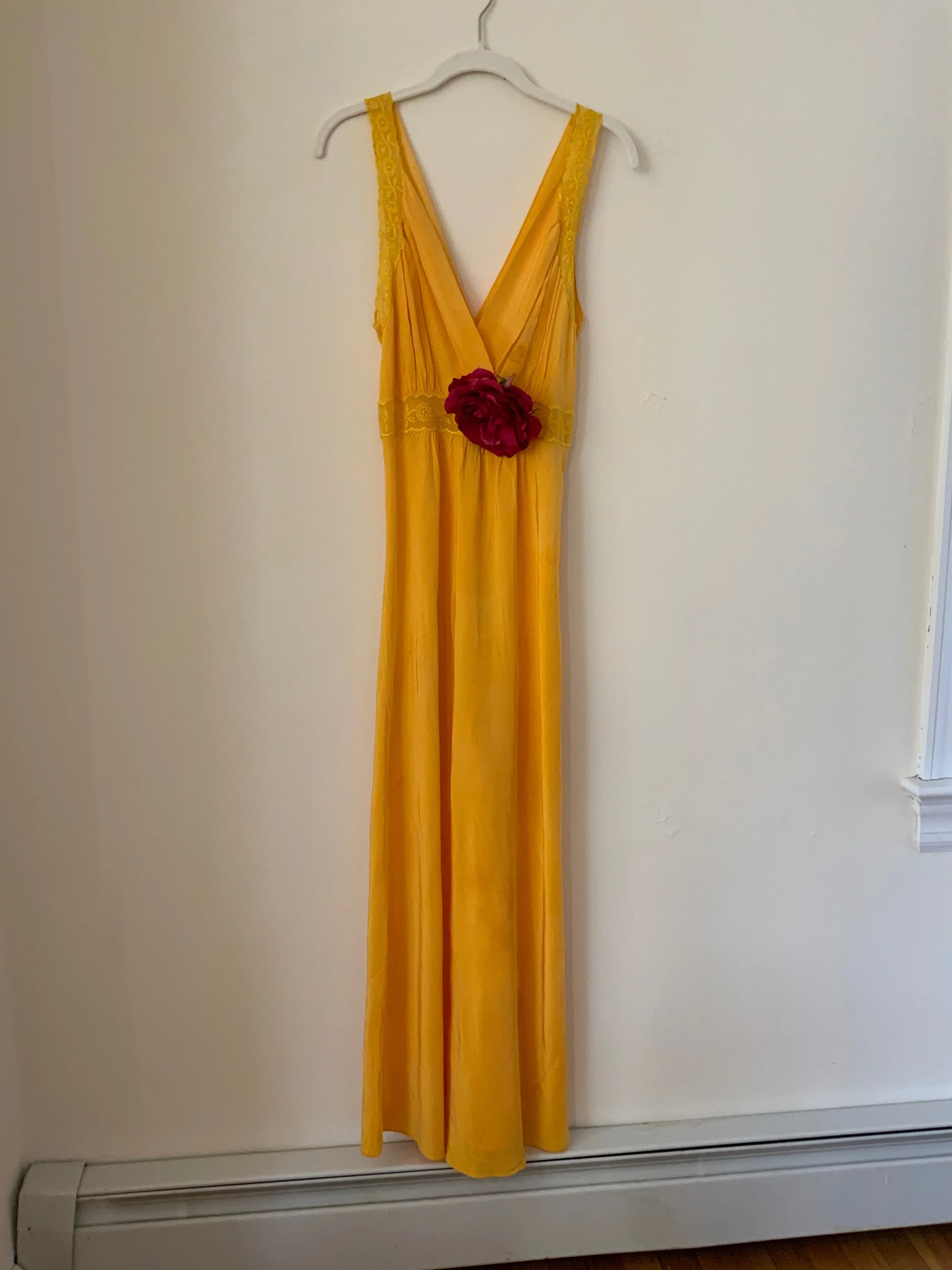 Hand Dyed Yellow Nightgown / Slip Dress - 50s