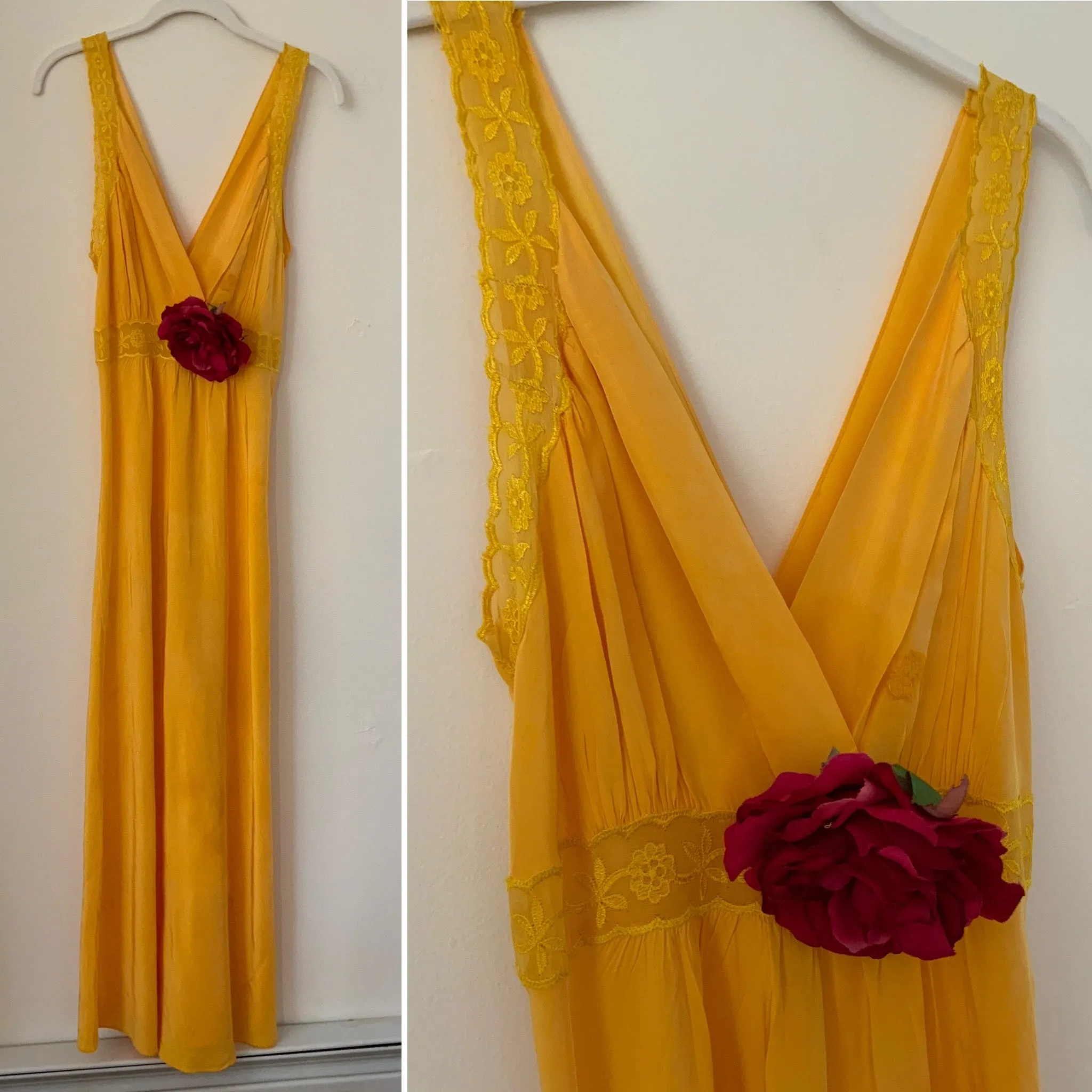Hand Dyed Yellow Nightgown / Slip Dress - 50s