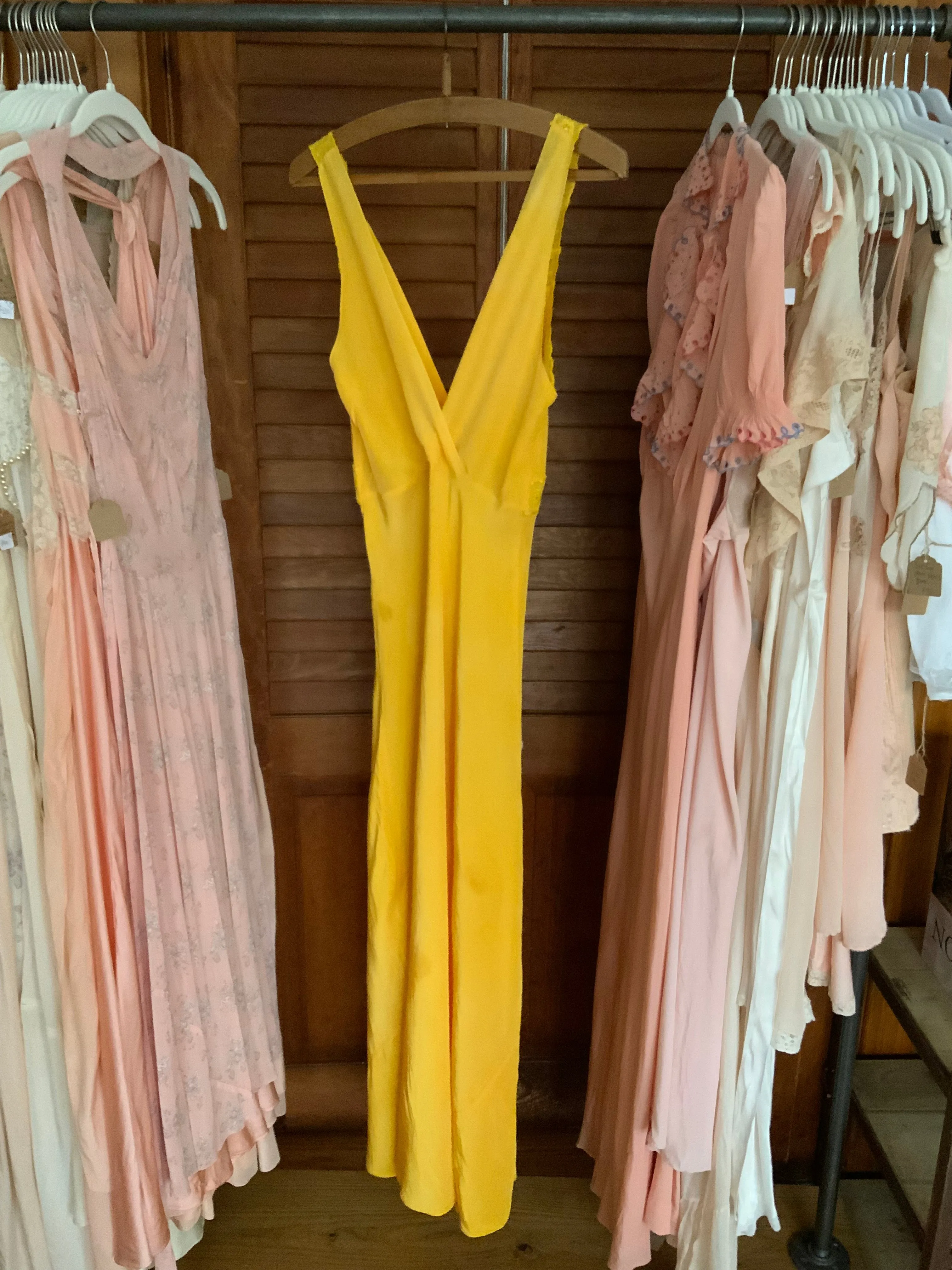 Hand Dyed Yellow Nightgown / Slip Dress - 50s
