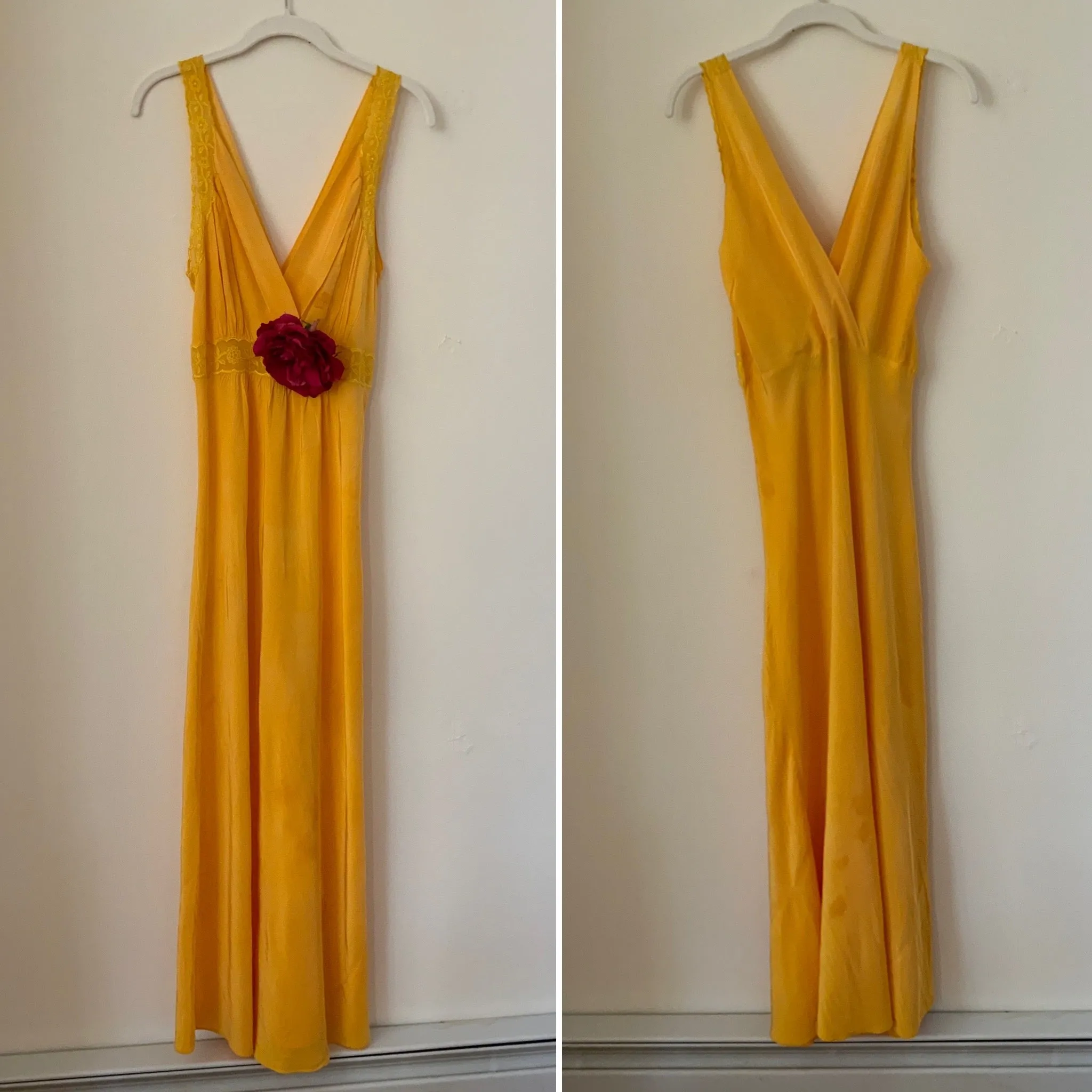 Hand Dyed Yellow Nightgown / Slip Dress - 50s