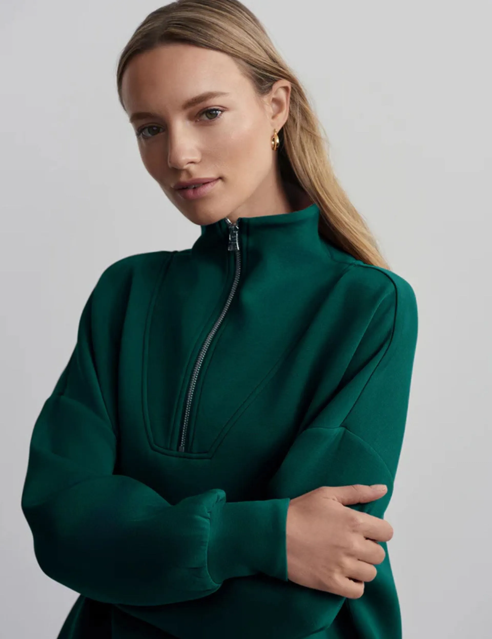 Hawley Half Zip Sweat - Forest