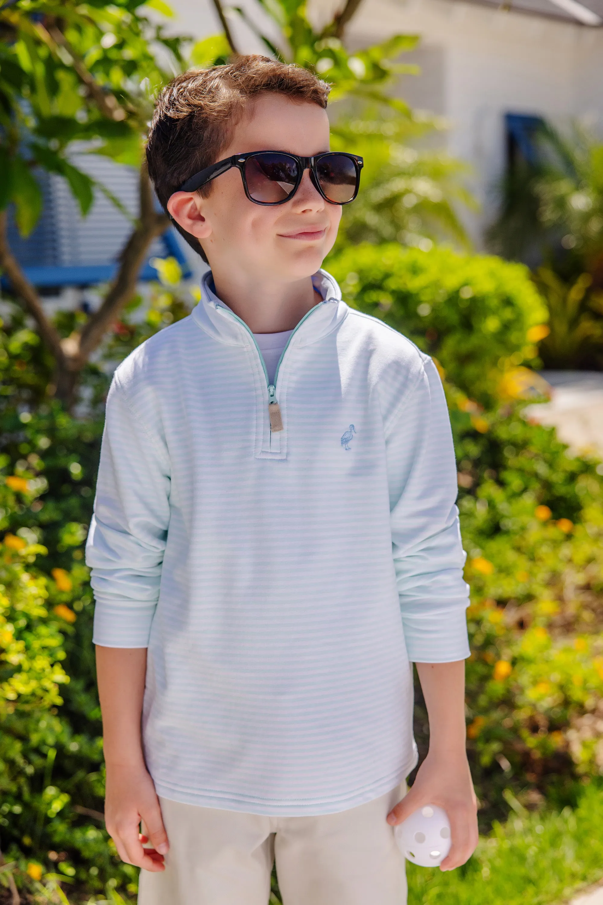 Hayword Half-Zip - Sea Island Seafoam Stripe with Beale Street Blue