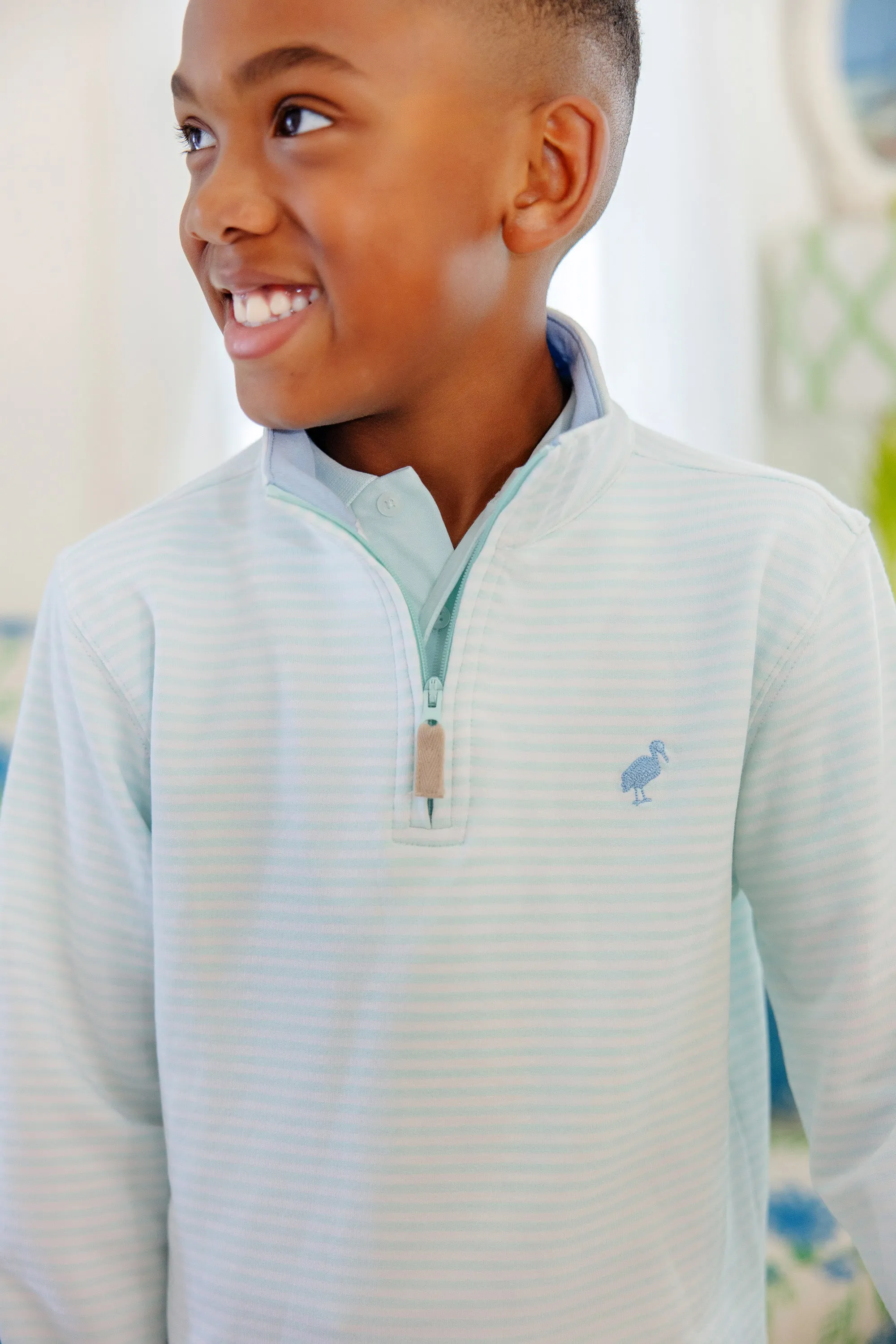 Hayword Half-Zip - Sea Island Seafoam Stripe with Beale Street Blue