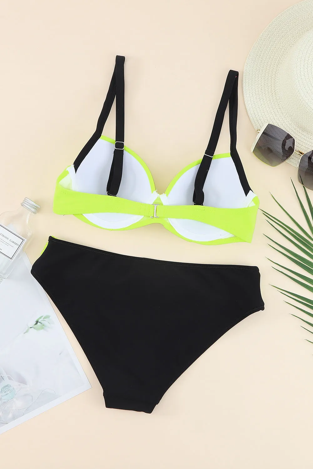 Hazel Blues® |  Contrast Sweetheart Neck Bikini Set