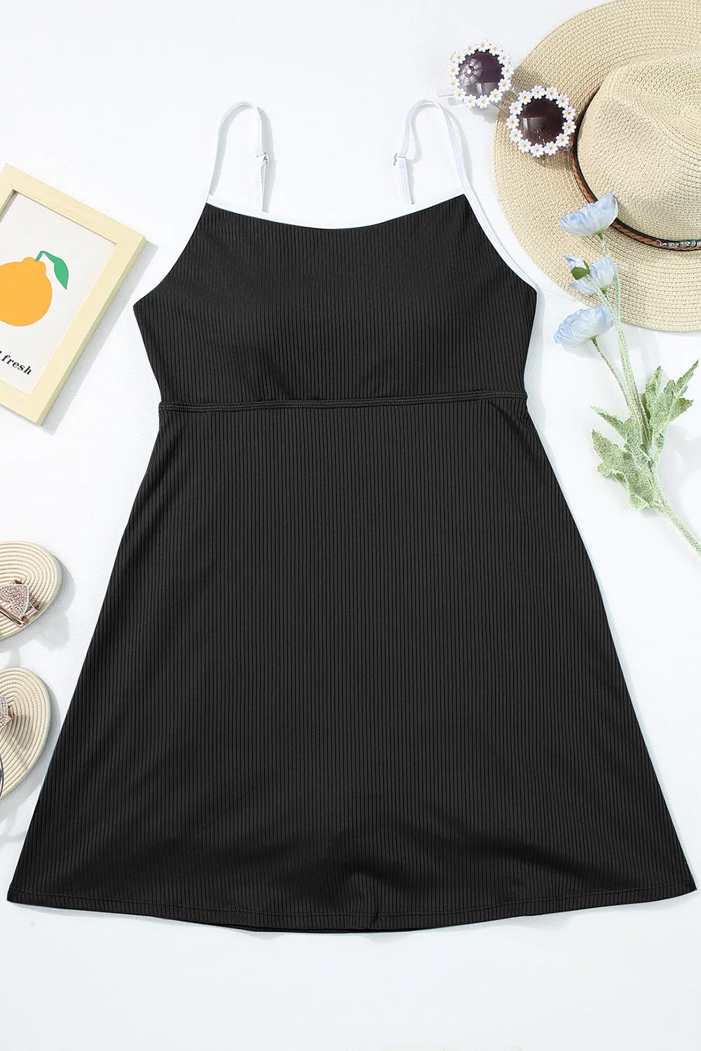 Hazel Blues® |  Contrast Trim Scoop Neck One-Piece Swimwear