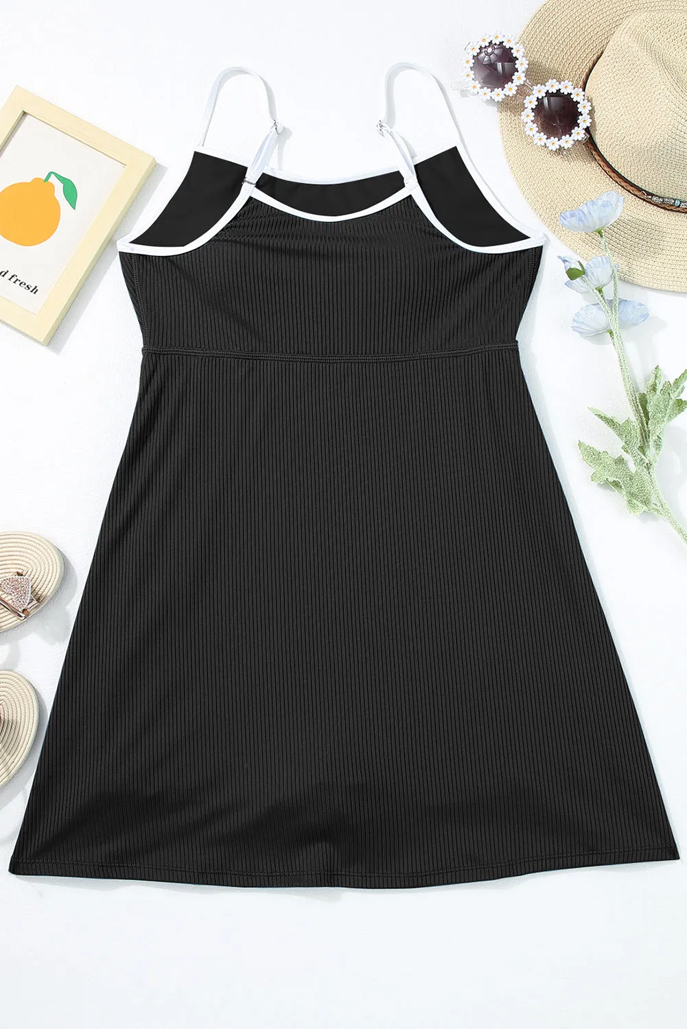 Hazel Blues® |  Contrast Trim Scoop Neck One-Piece Swimwear