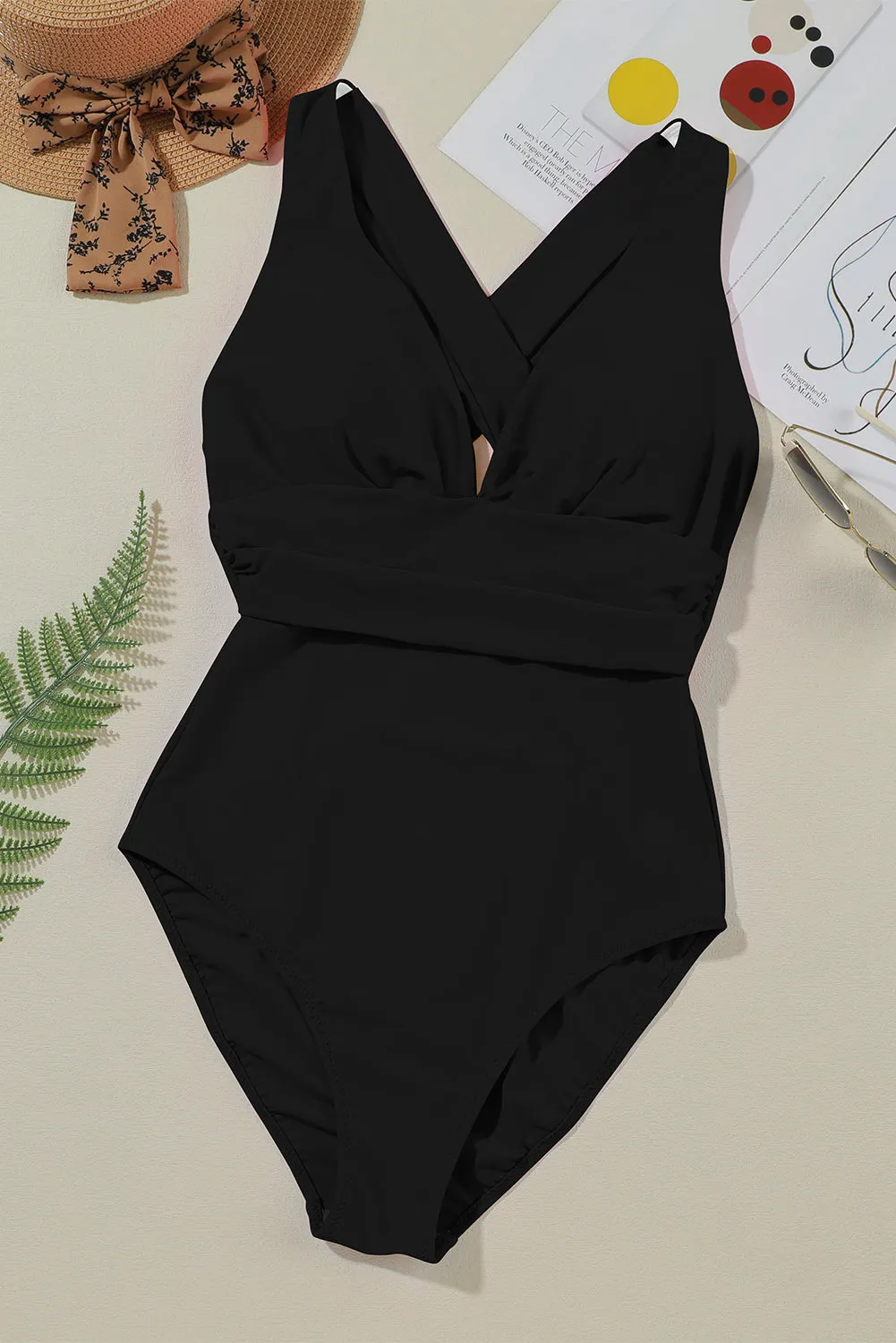 Hazel Blues® |  Crisscross Wide Strap One-Piece Swimwear