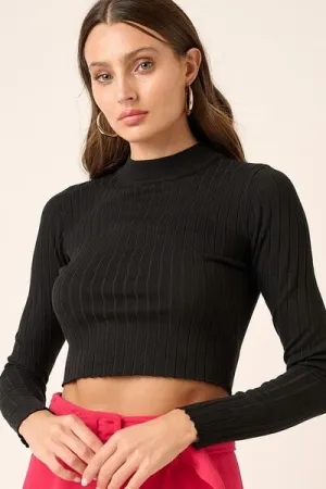 Hazel Blues® |  Mittoshop Mock Neck Long Sleeve Crop Knit Top