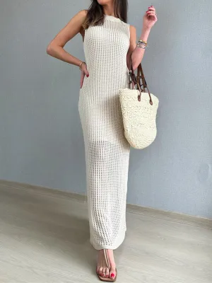 Hazel Blues® |  Openwork Slit Round Neck Cover-Up