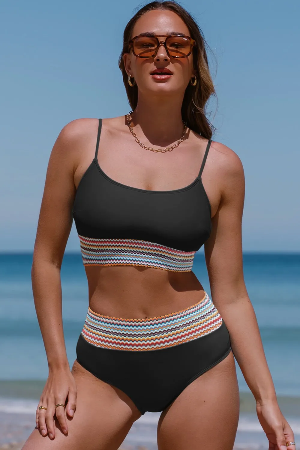 Hazel Blues® |  Scoop Neck Spaghetti Strap Two-Piece Swim Set