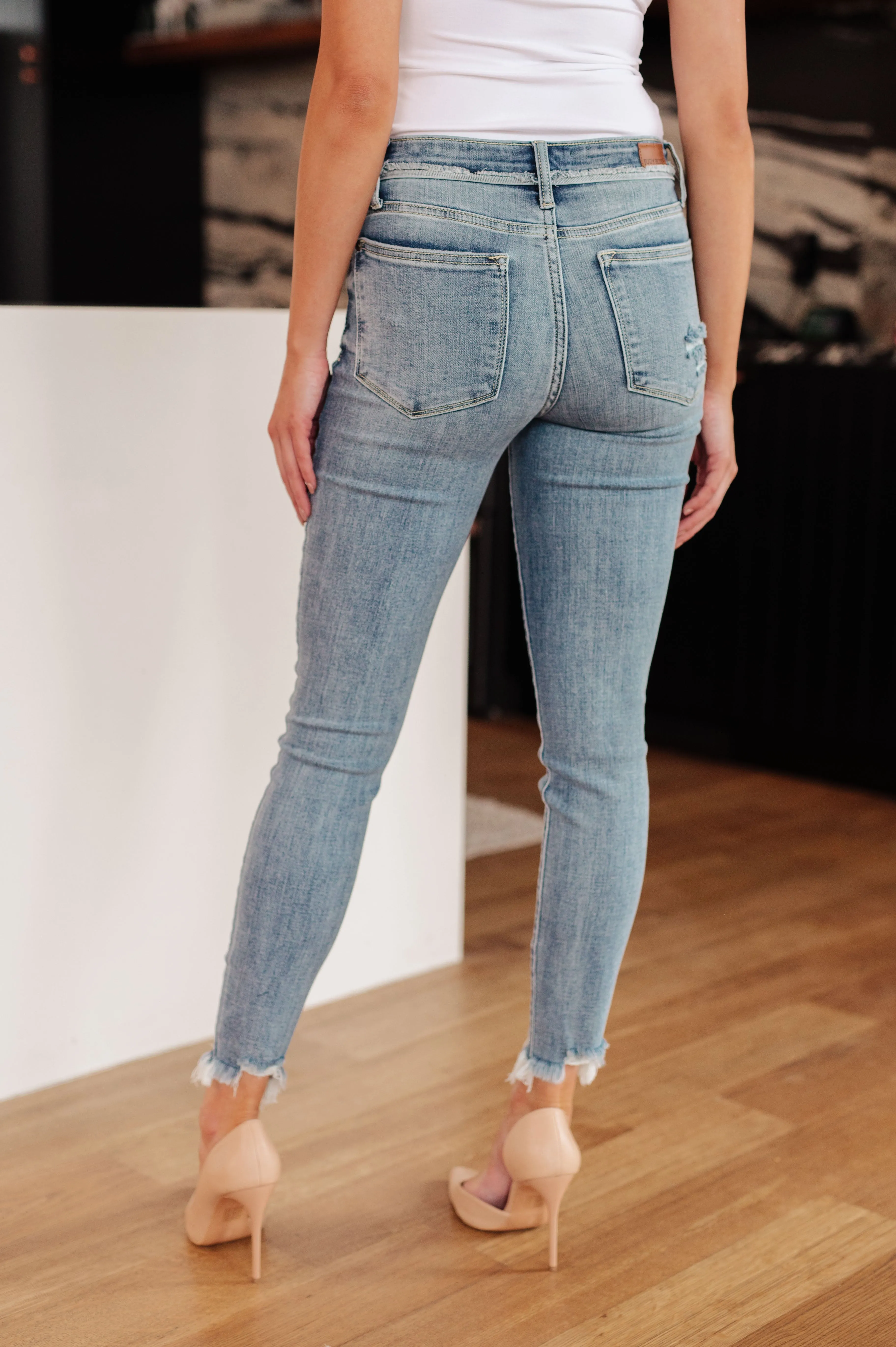 Hazel Blues® |  Sherry Mid Rise Release Waistband Detail Skinny