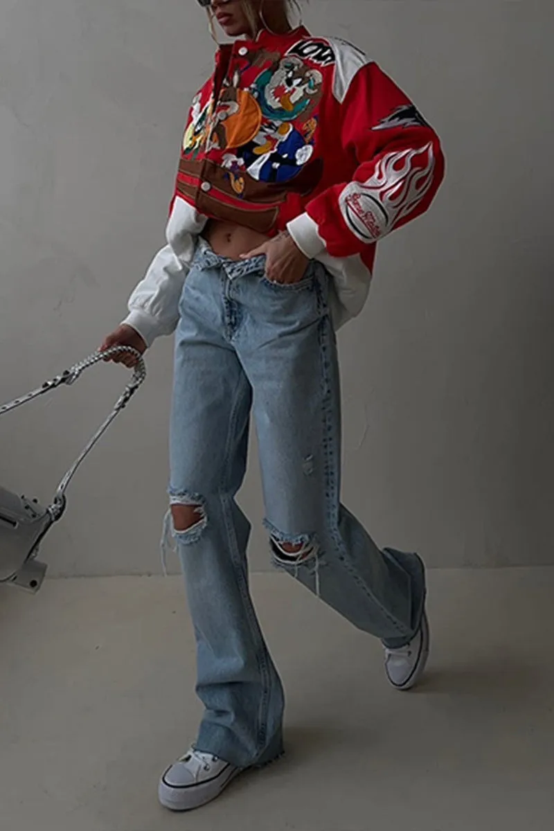 HCR1067 Cartoon Varsity Jacket Outerwear