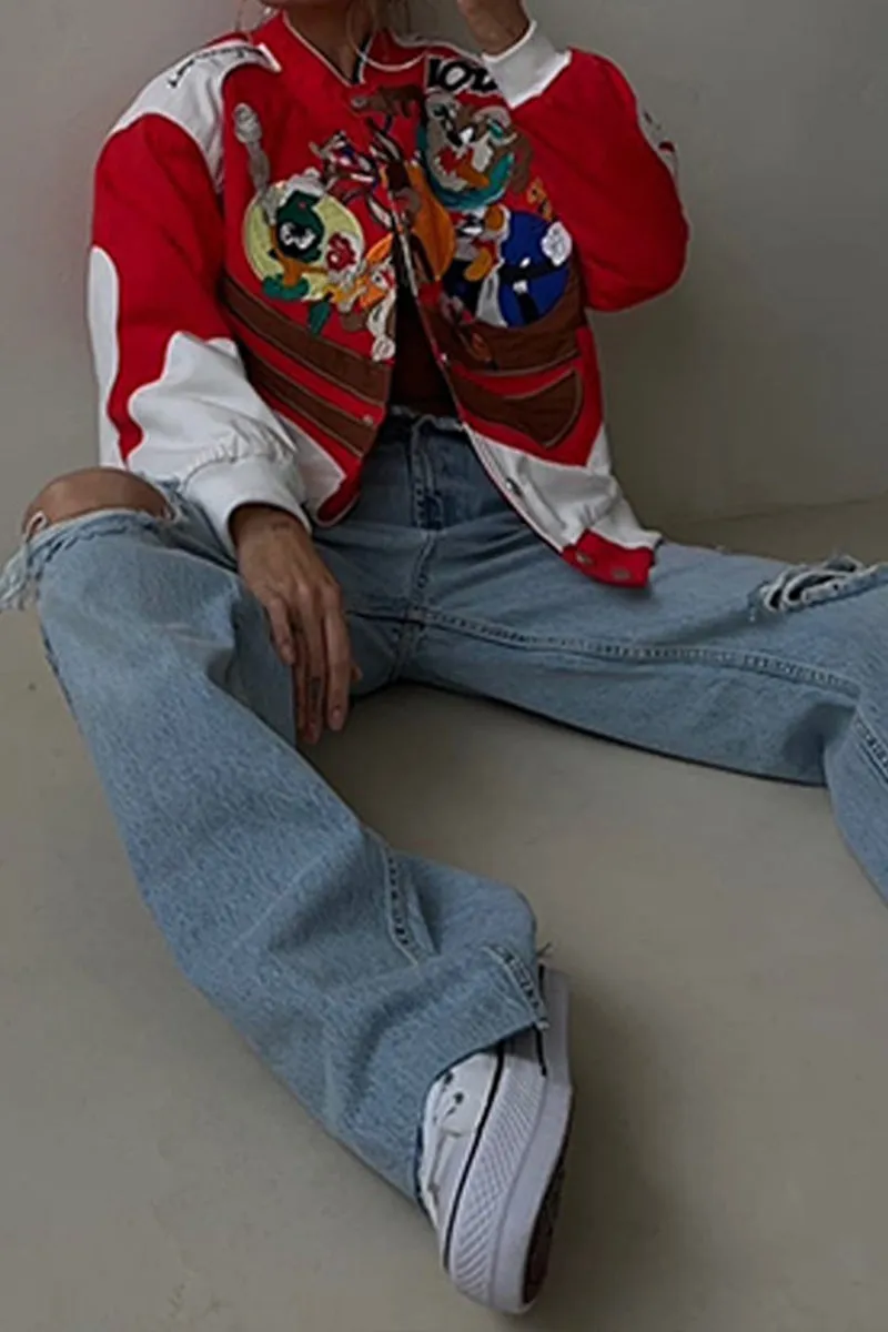 HCR1067 Cartoon Varsity Jacket Outerwear