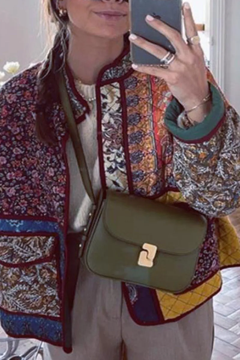 HCR1152 Boho Patchwork Quilted Jacket Outerwear