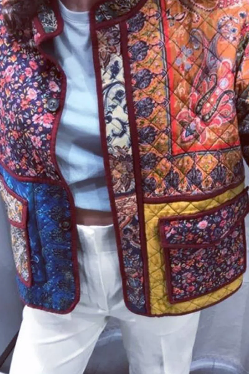 HCR1152 Boho Patchwork Quilted Jacket Outerwear