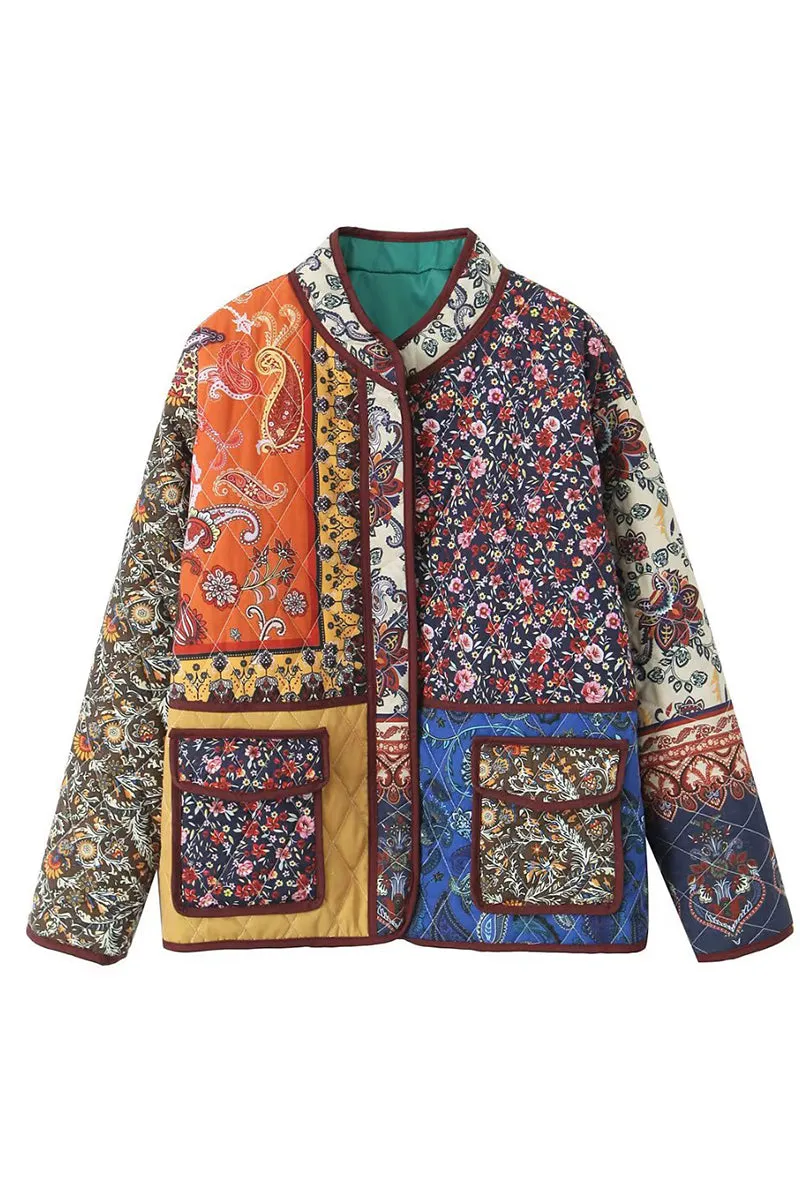 HCR1152 Boho Patchwork Quilted Jacket Outerwear