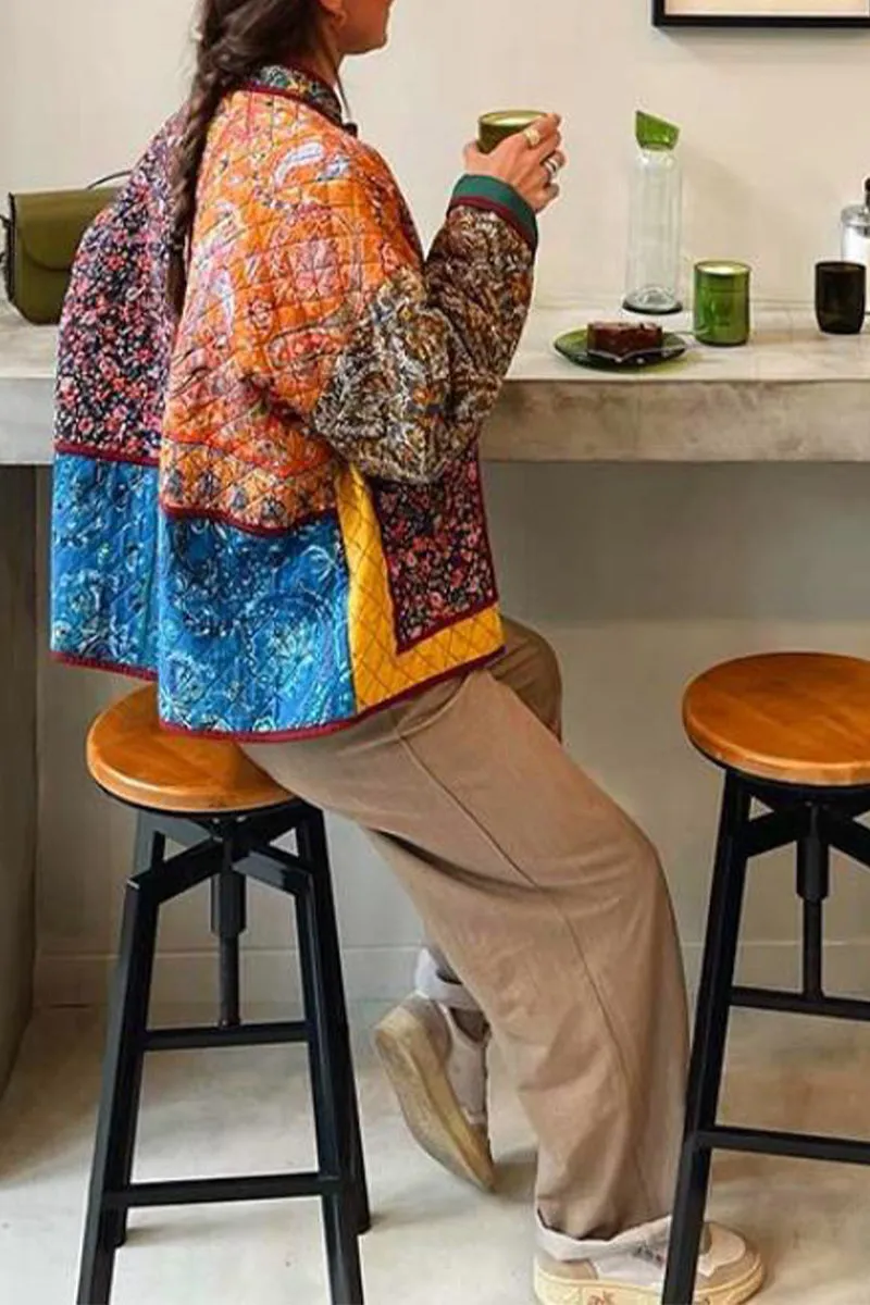 HCR1152 Boho Patchwork Quilted Jacket Outerwear