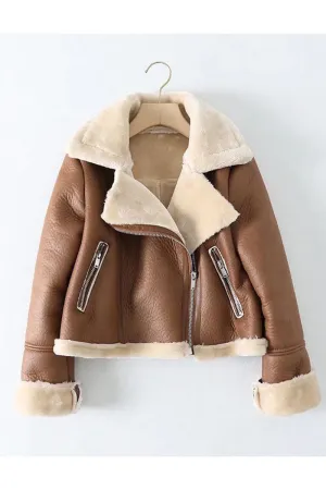 HCS1115 Classic Shearling Moto Jacket Outerwear