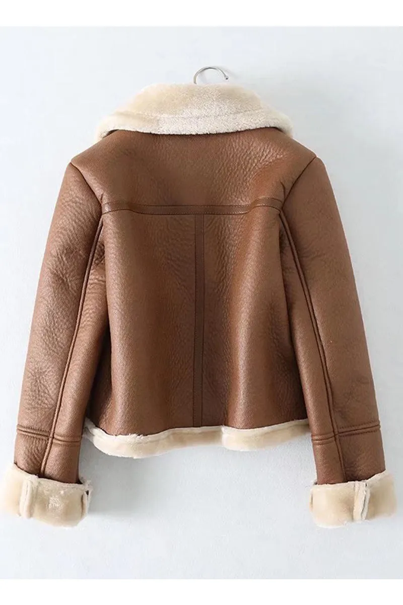 HCS1115 Classic Shearling Moto Jacket Outerwear