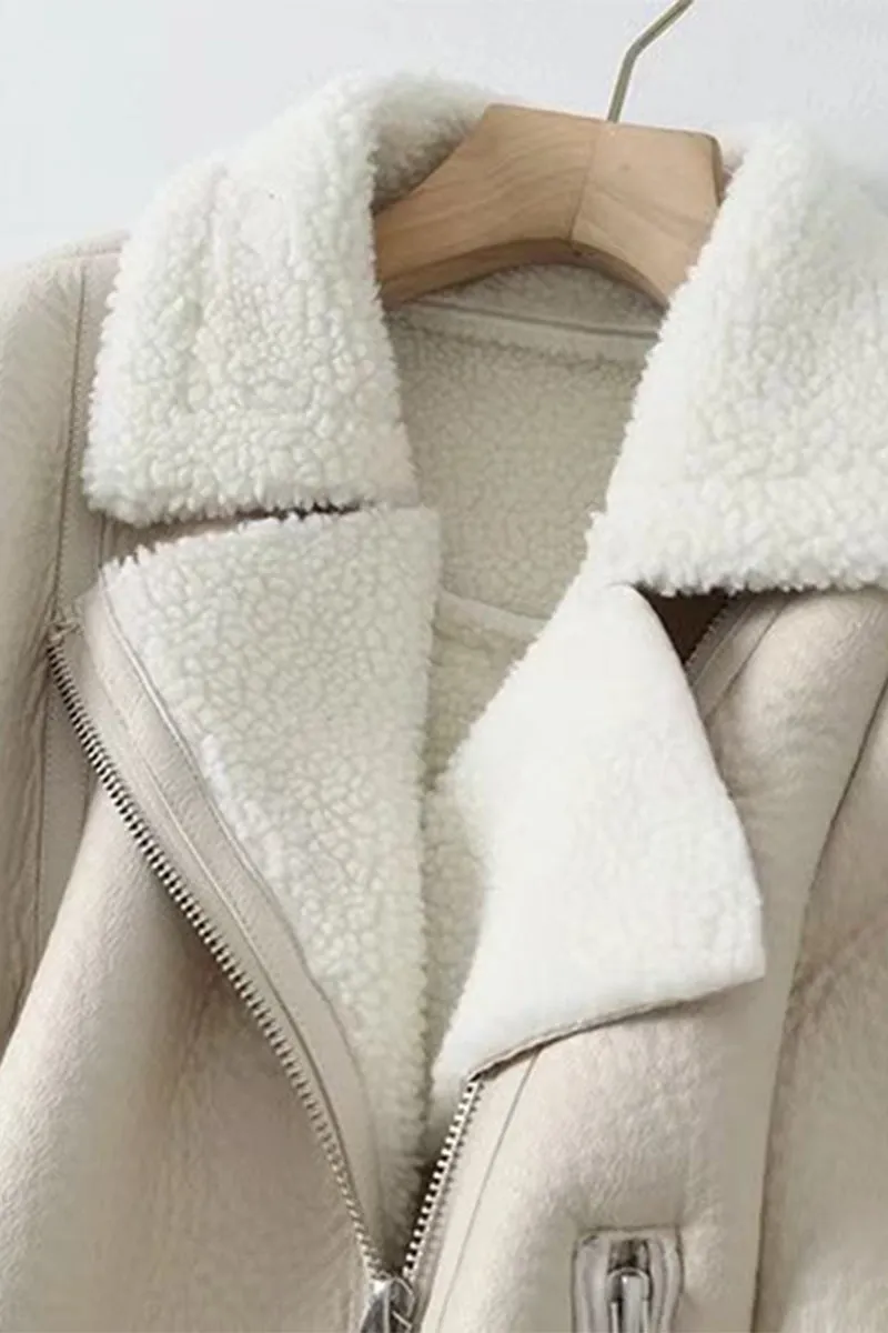 HCS1115 Classic Shearling Moto Jacket Outerwear