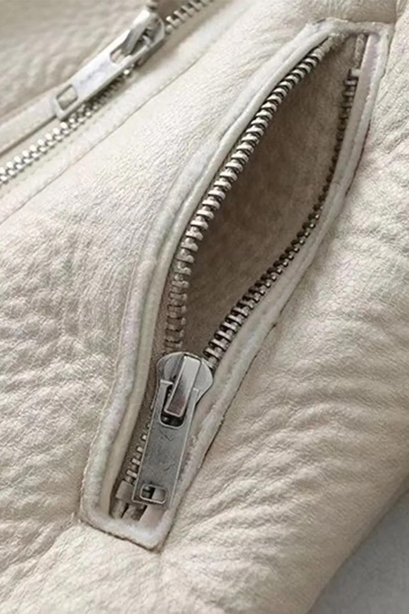 HCS1115 Classic Shearling Moto Jacket Outerwear
