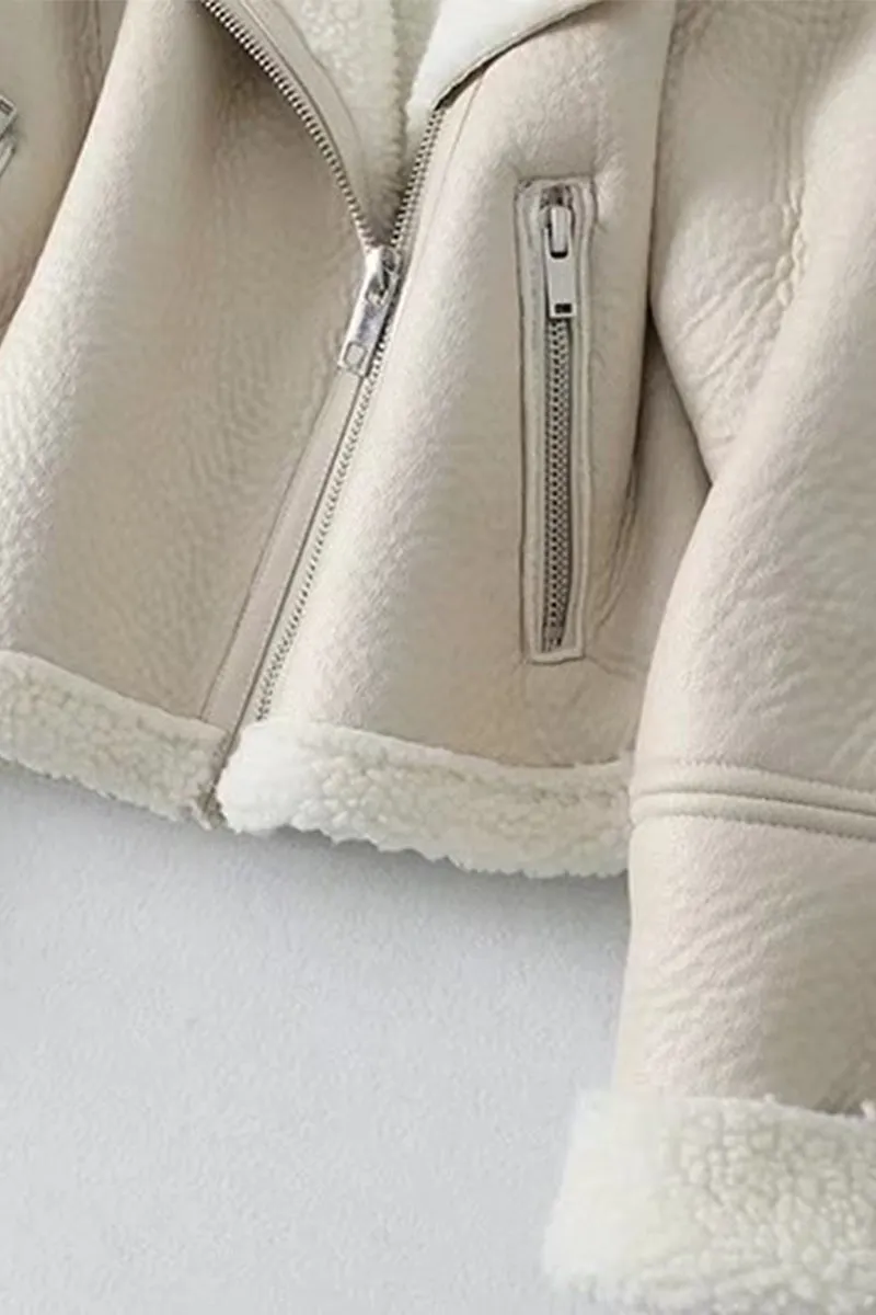 HCS1115 Classic Shearling Moto Jacket Outerwear