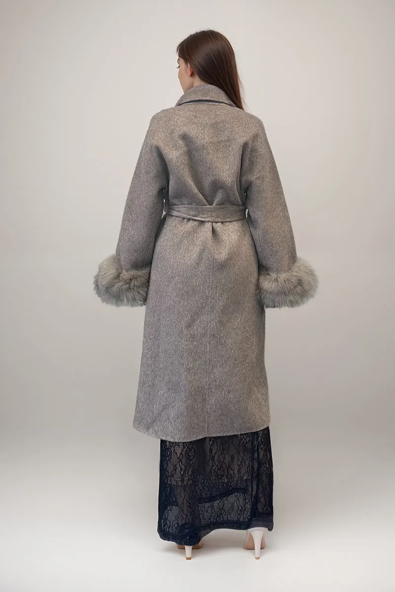 HCT013 Elegant Grey Wool Coat Outerwear