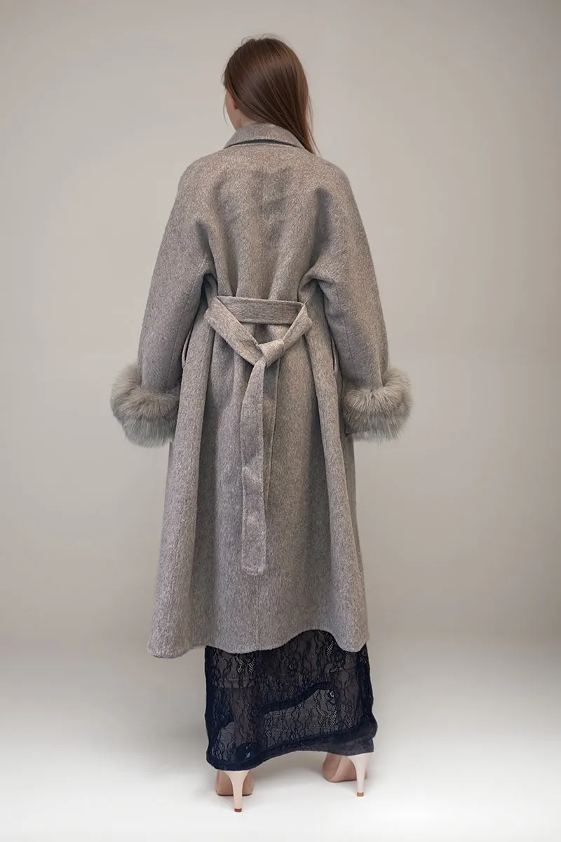 HCT013 Elegant Grey Wool Coat Outerwear