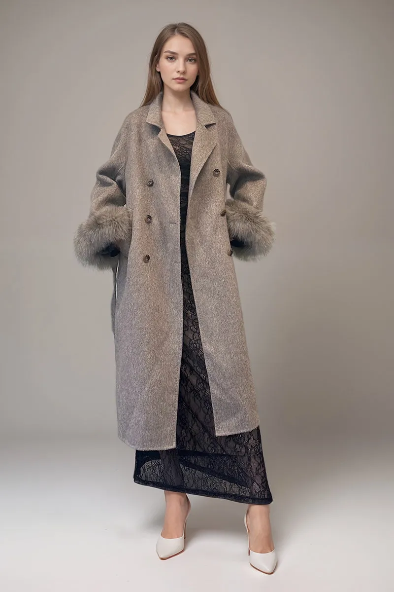 HCT013 Elegant Grey Wool Coat Outerwear
