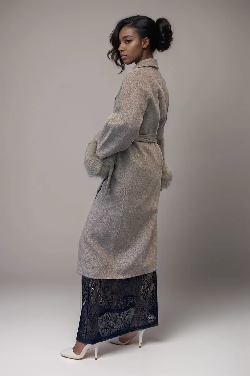 HCT013 Elegant Grey Wool Coat Outerwear