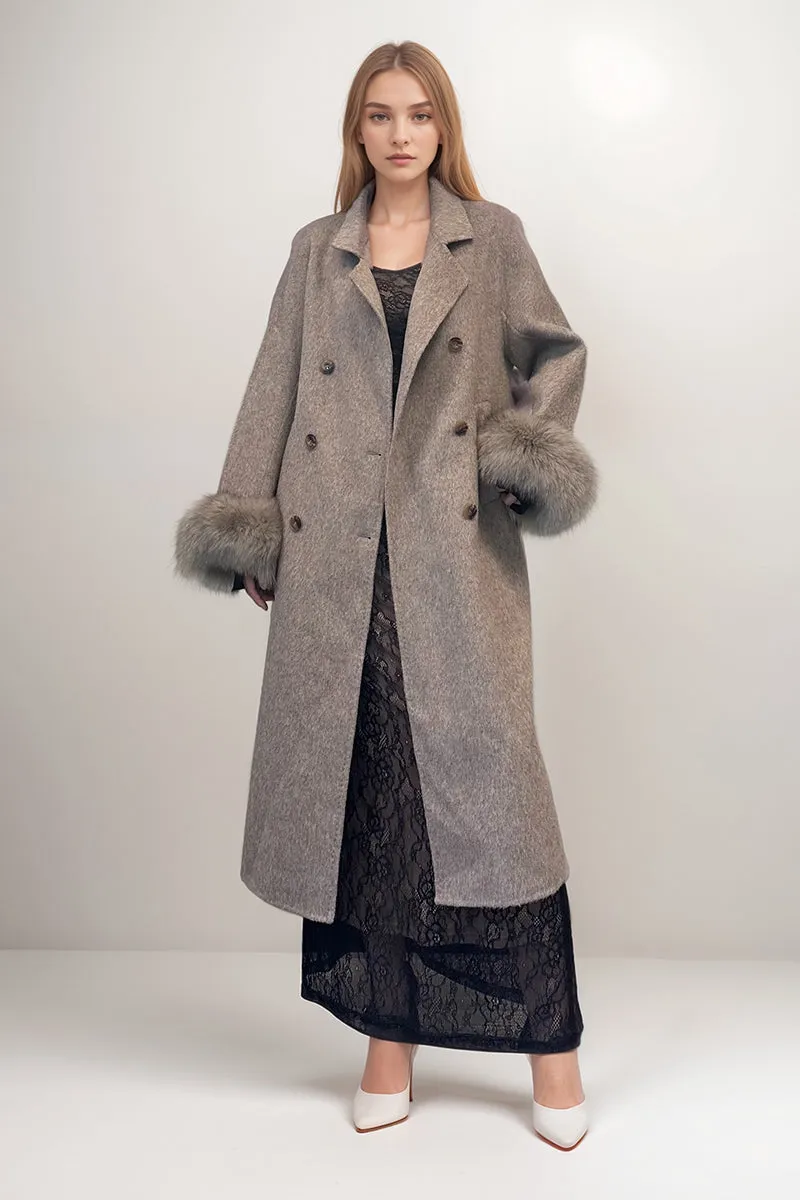 HCT013 Elegant Grey Wool Coat Outerwear