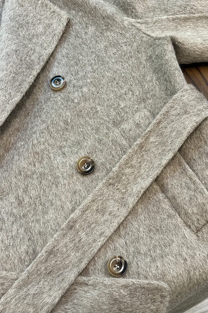 HCT013 Elegant Grey Wool Coat Outerwear