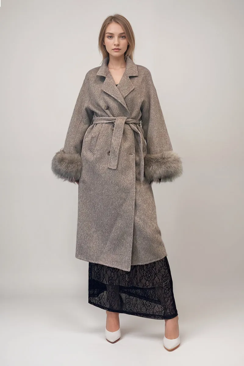 HCT013 Elegant Grey Wool Coat Outerwear