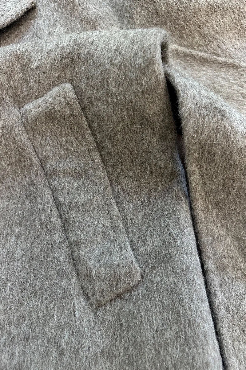 HCT013 Elegant Grey Wool Coat Outerwear