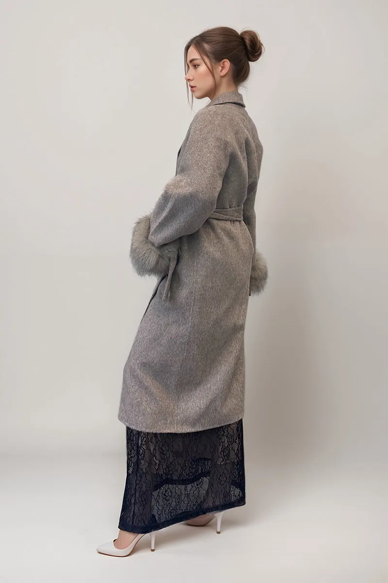 HCT013 Elegant Grey Wool Coat Outerwear