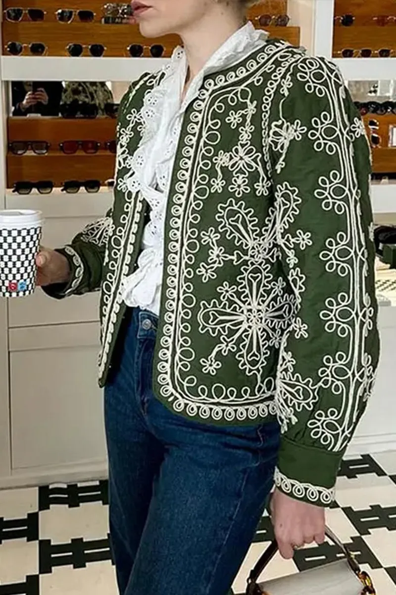 HCT1050 Vintage Embroidered Boho Jacket Outerwear