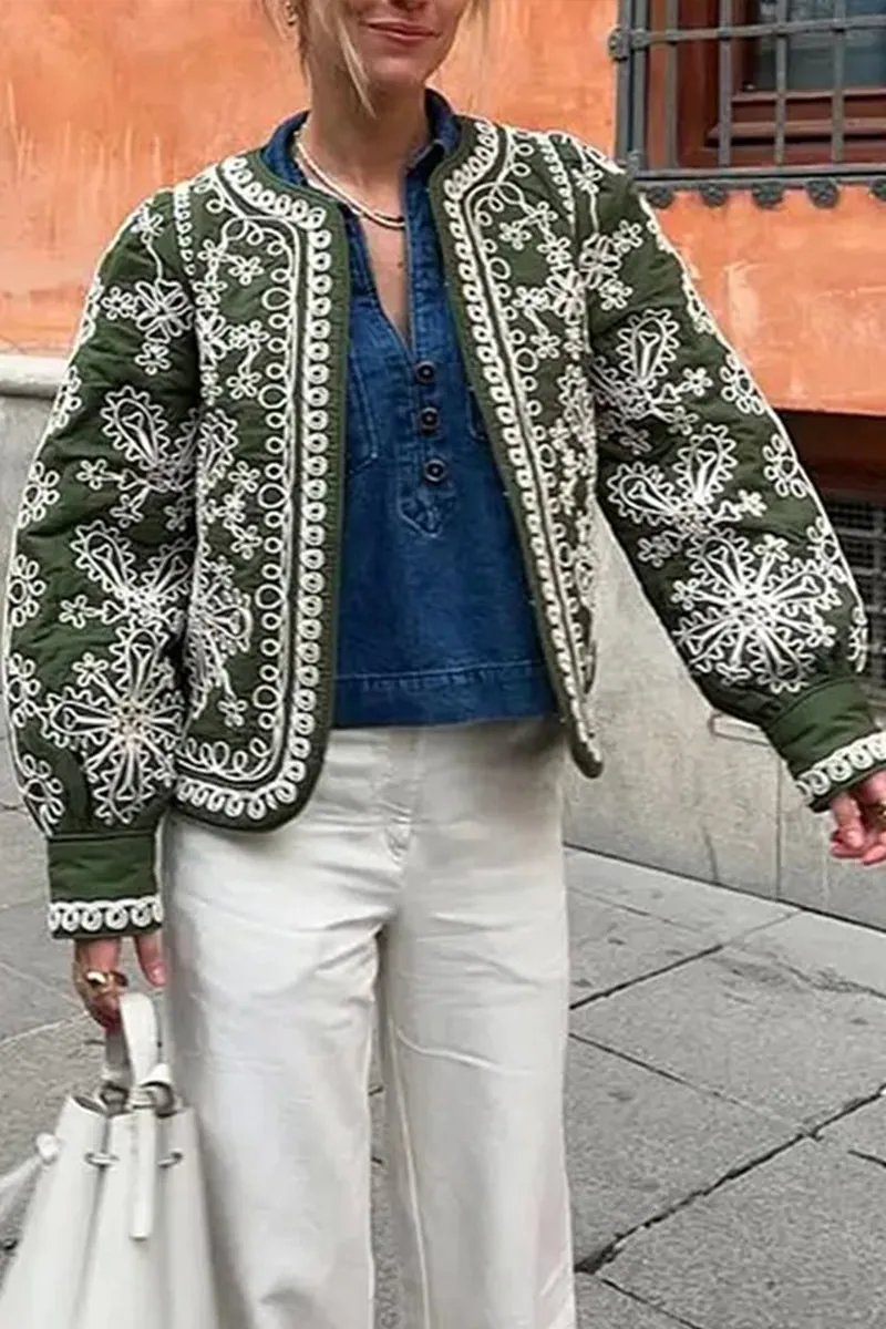 HCT1050 Vintage Embroidered Boho Jacket Outerwear