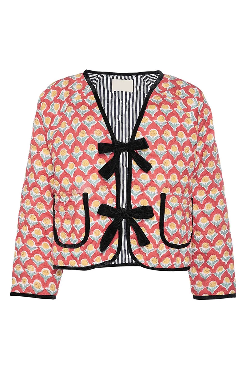 HCT1052 Boho Quilt Bow Jacket Outerwear